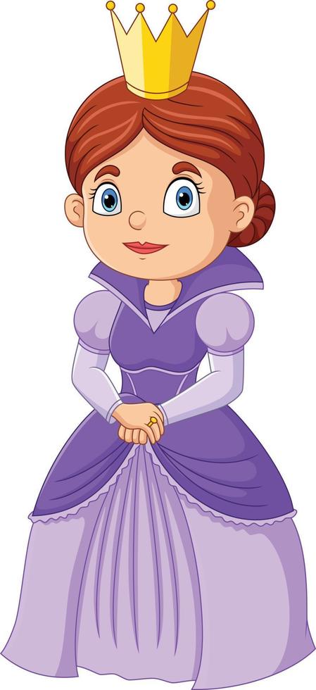 Cartoon beautiful princess in purple dress vector