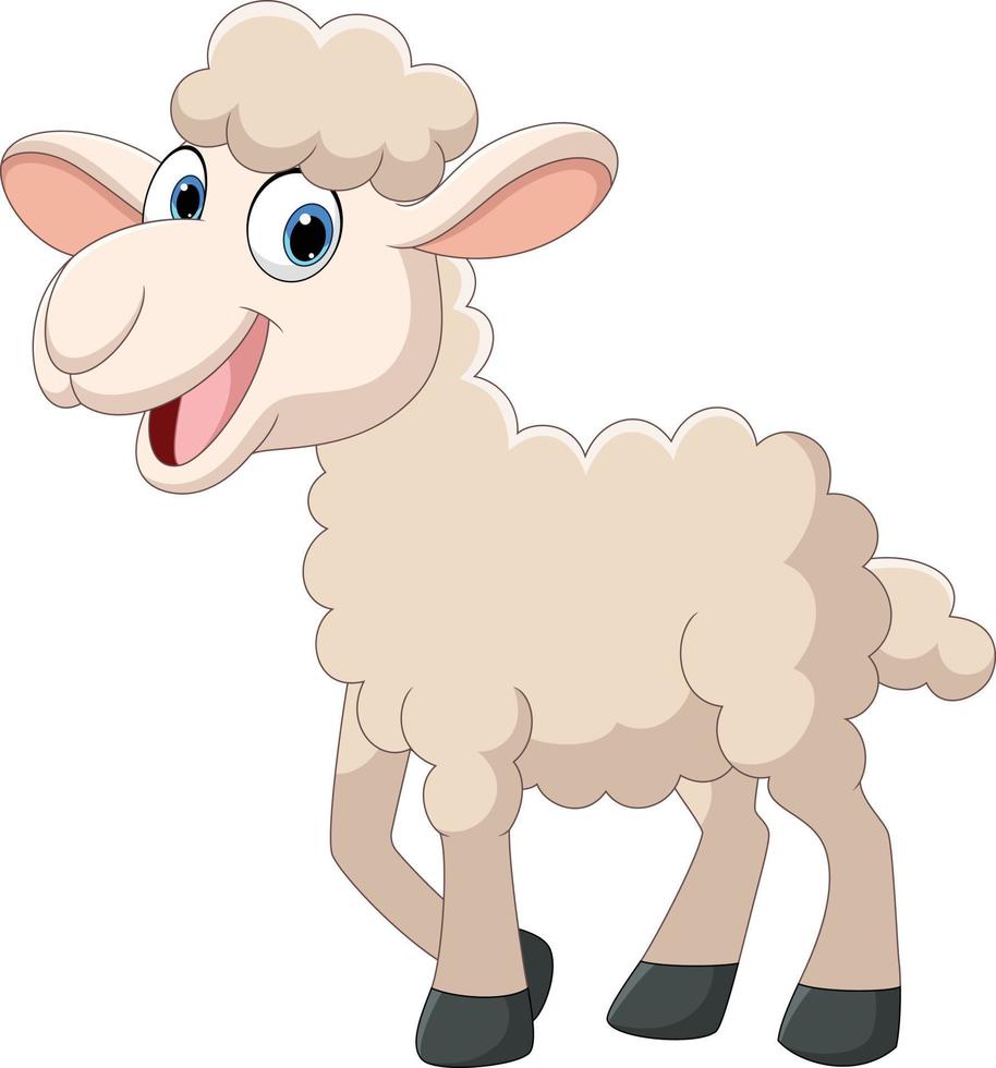 Cartoon funny lamb on white background vector