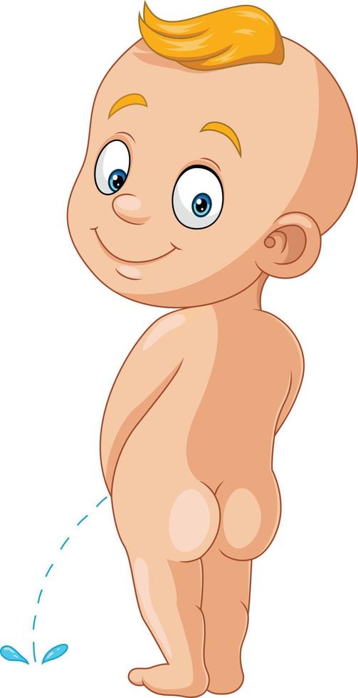 Cute baby boy cartoon peeing vector