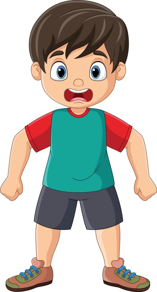 Cartoon angry little boy expression vector