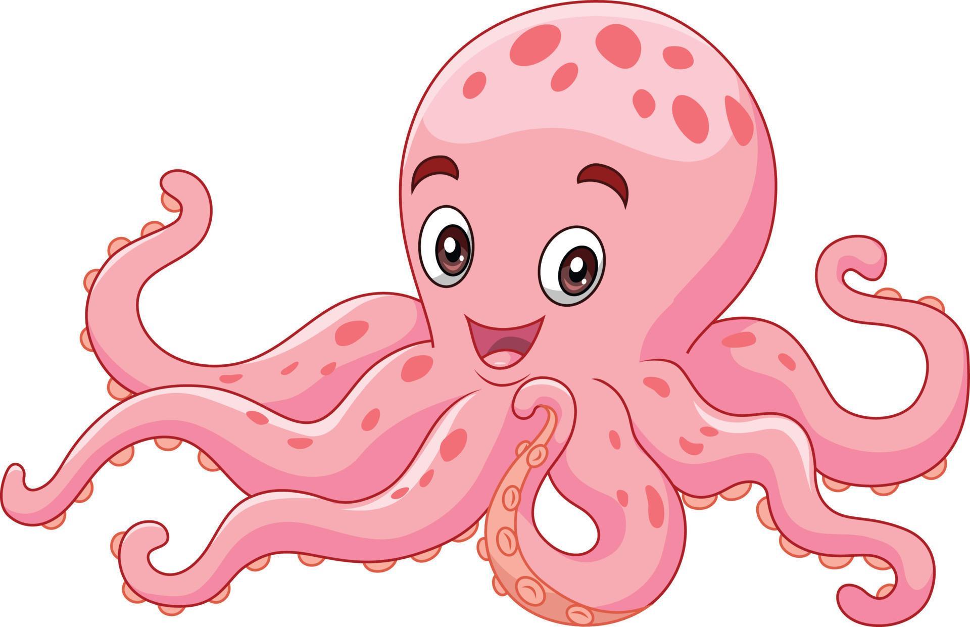 Cartoon happy octopus on white background 15219671 Vector Art at Vecteezy