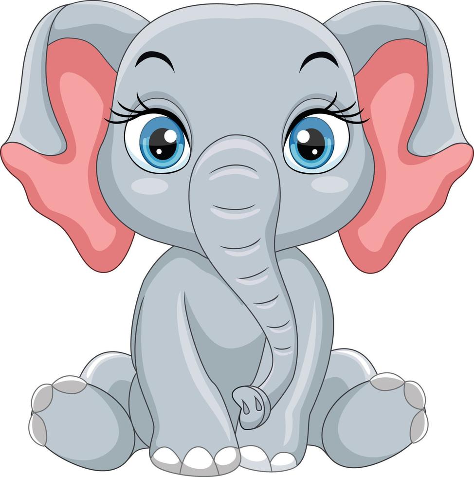 Cartoon happy baby elephant sitting vector