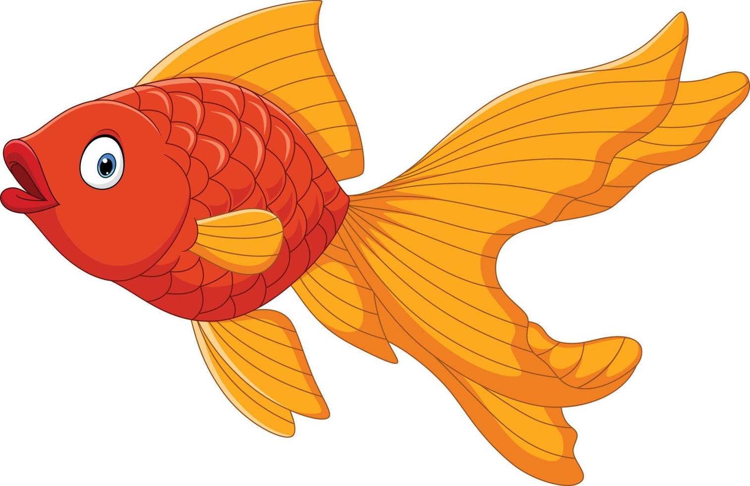 Cartoon cute goldfish on a white background vector