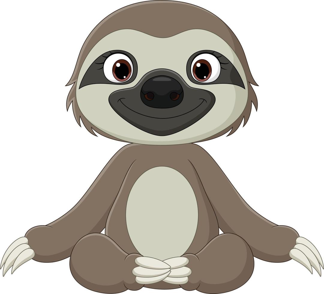 Cartoon funny baby sloth sitting vector