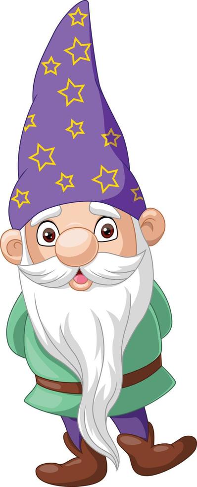 Cartoon happy gnomes on white background vector