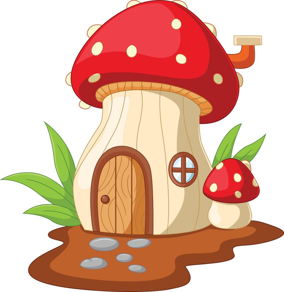 Cartoon fairy house mushroom on a white background vector