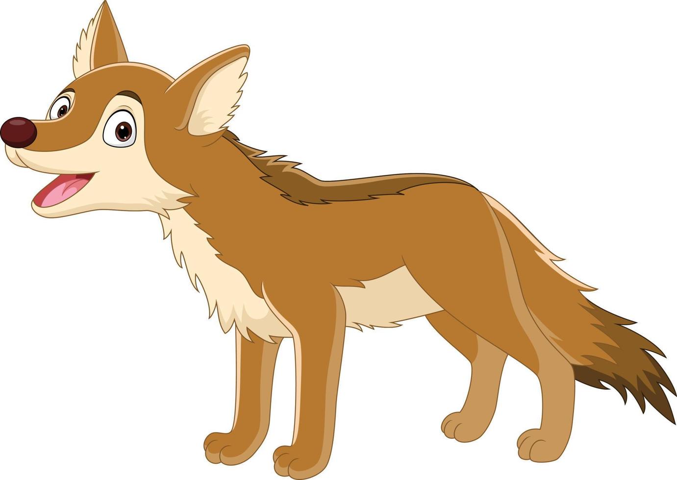 Cartoon brown wolf on white background vector