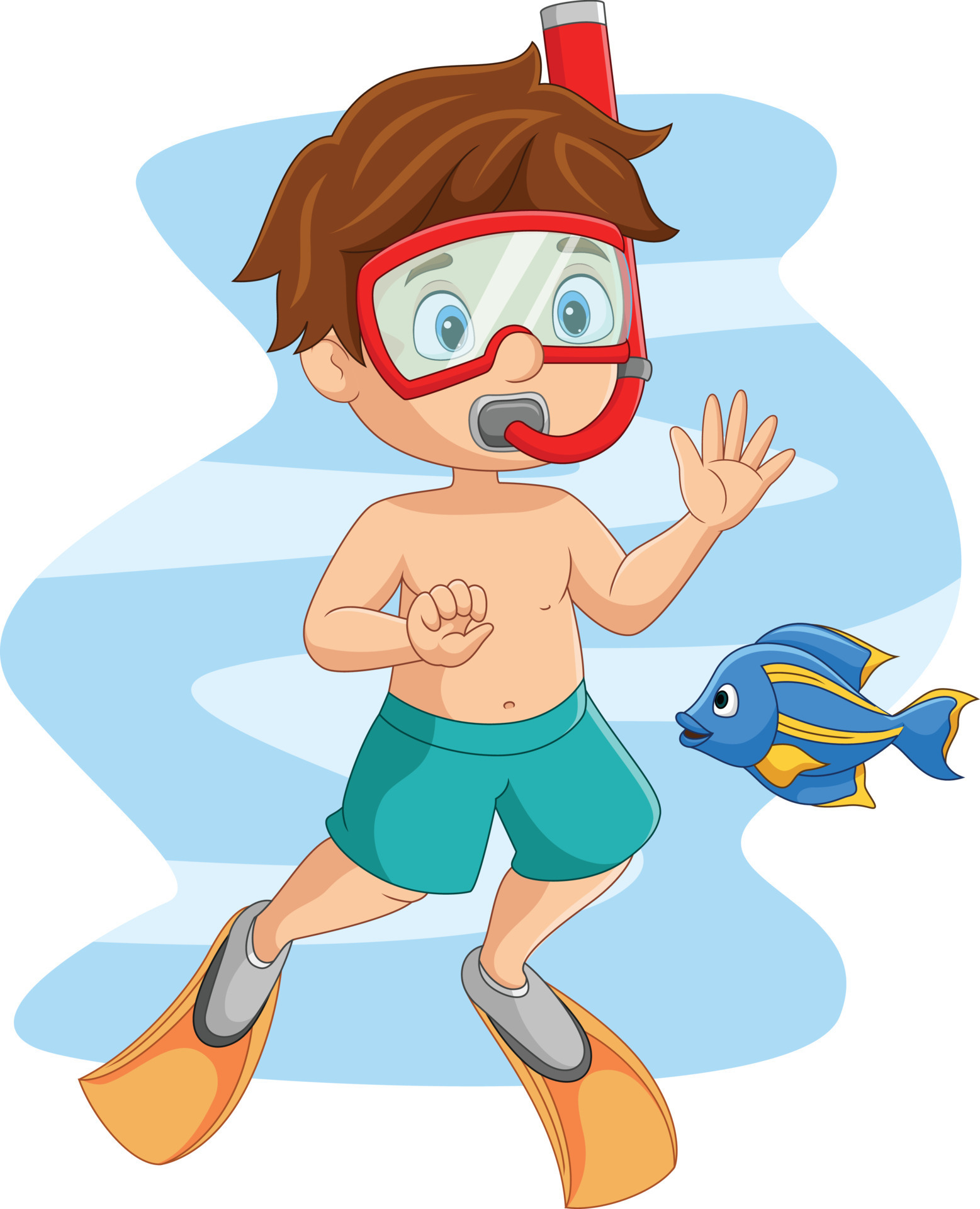 Cartoon little boy in underwater with fish 15219705 Vector Art at Vecteezy