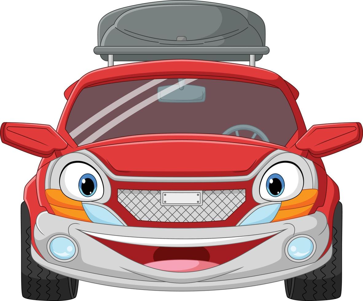 Cartoon red car with a roof rack vector