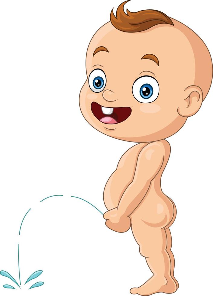 Cute baby boy cartoon peeing vector