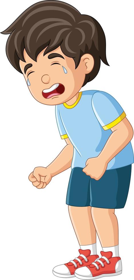 Cartoon little boy standing and crying vector