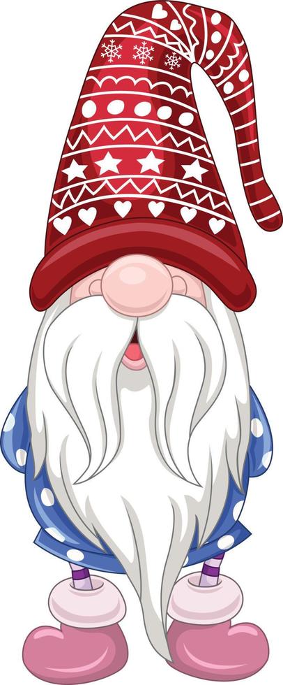 Cartoon happy gnomes on white background vector