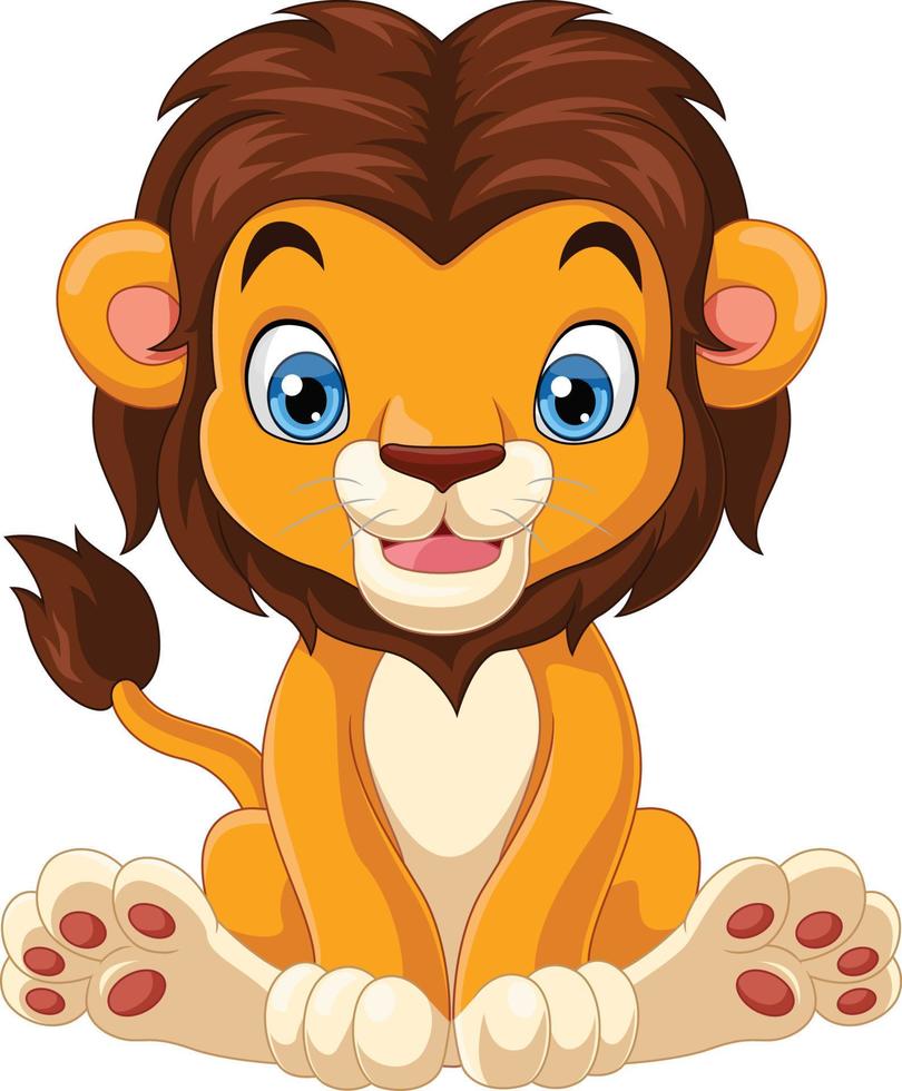 Cartoon funny lion sitting on white background 15219763 Vector Art at  Vecteezy