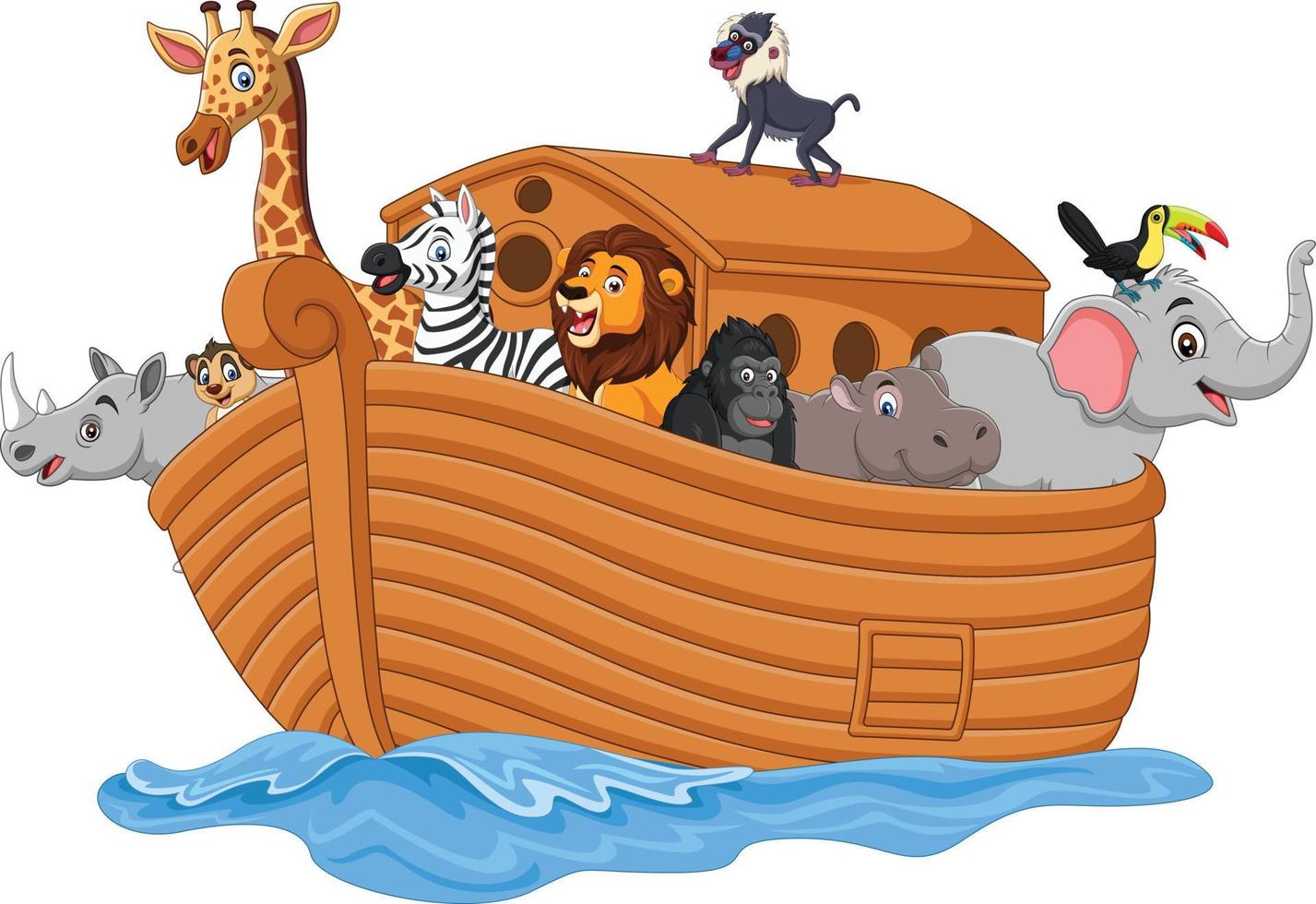 Cartoon noah ark with animals vector