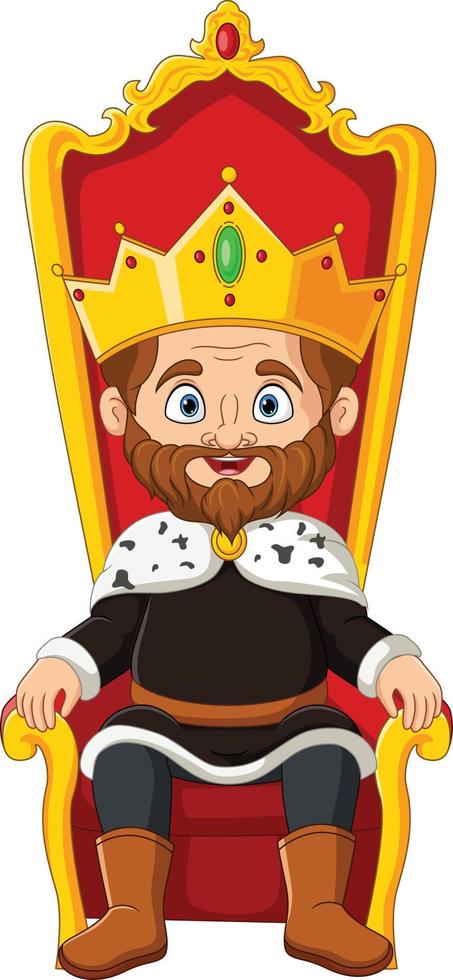 Cartoon king sitting on the throne vector