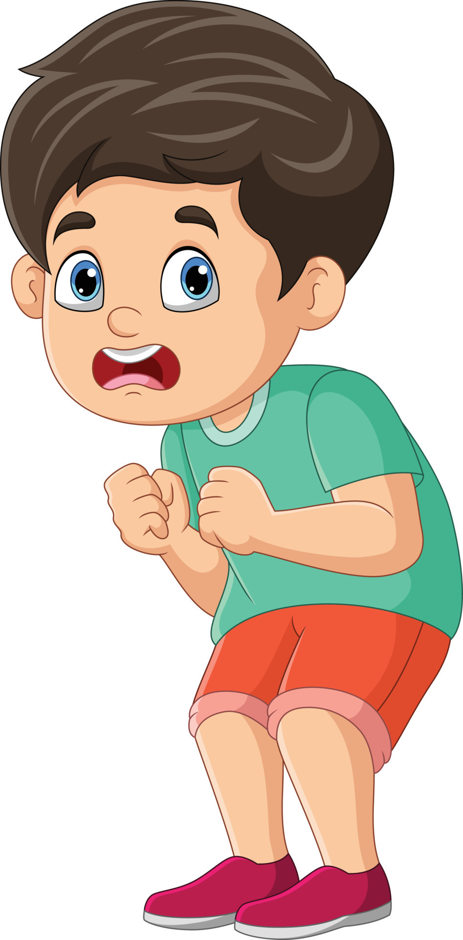 Cartoon boy standing and scared expression 15219805 Vector Art at Vecteezy
