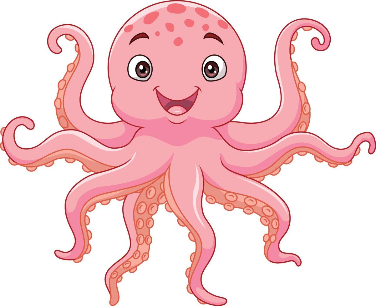 pulpo feliz de dibujos animados sobre fondo blanco vector