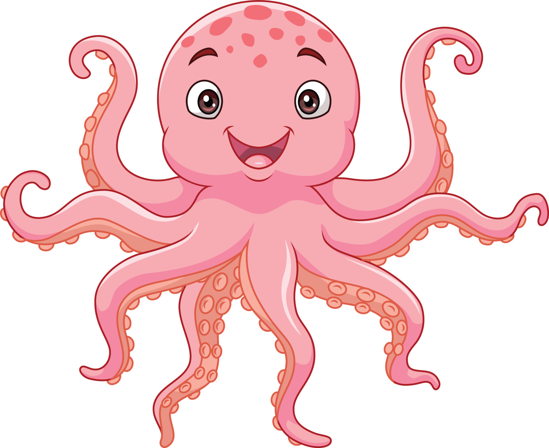 Cartoon happy octopus on white background 15219817 Vector Art at Vecteezy