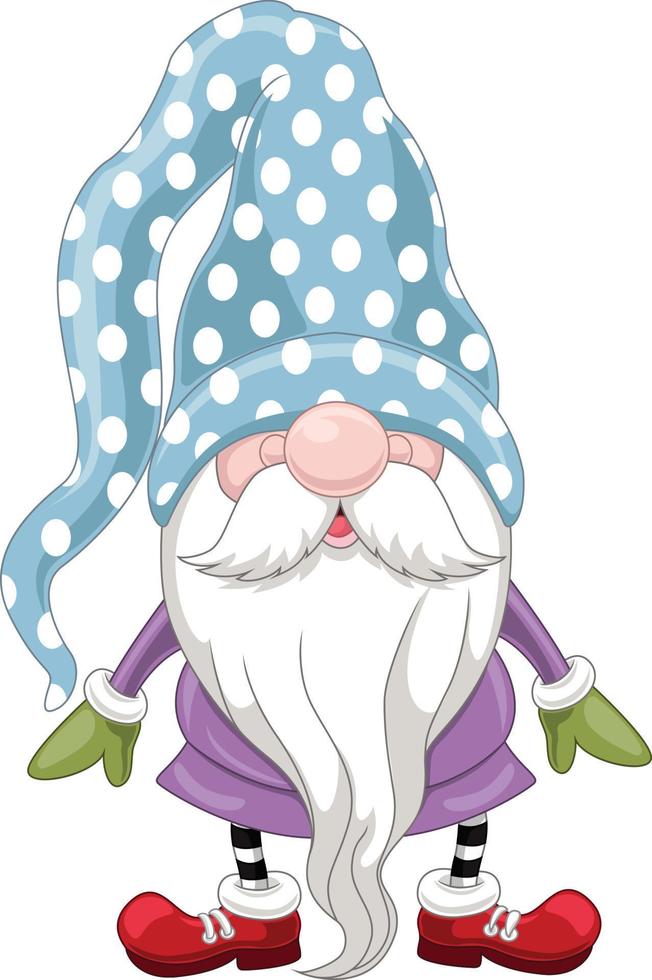 Cartoon happy gnomes on white background vector