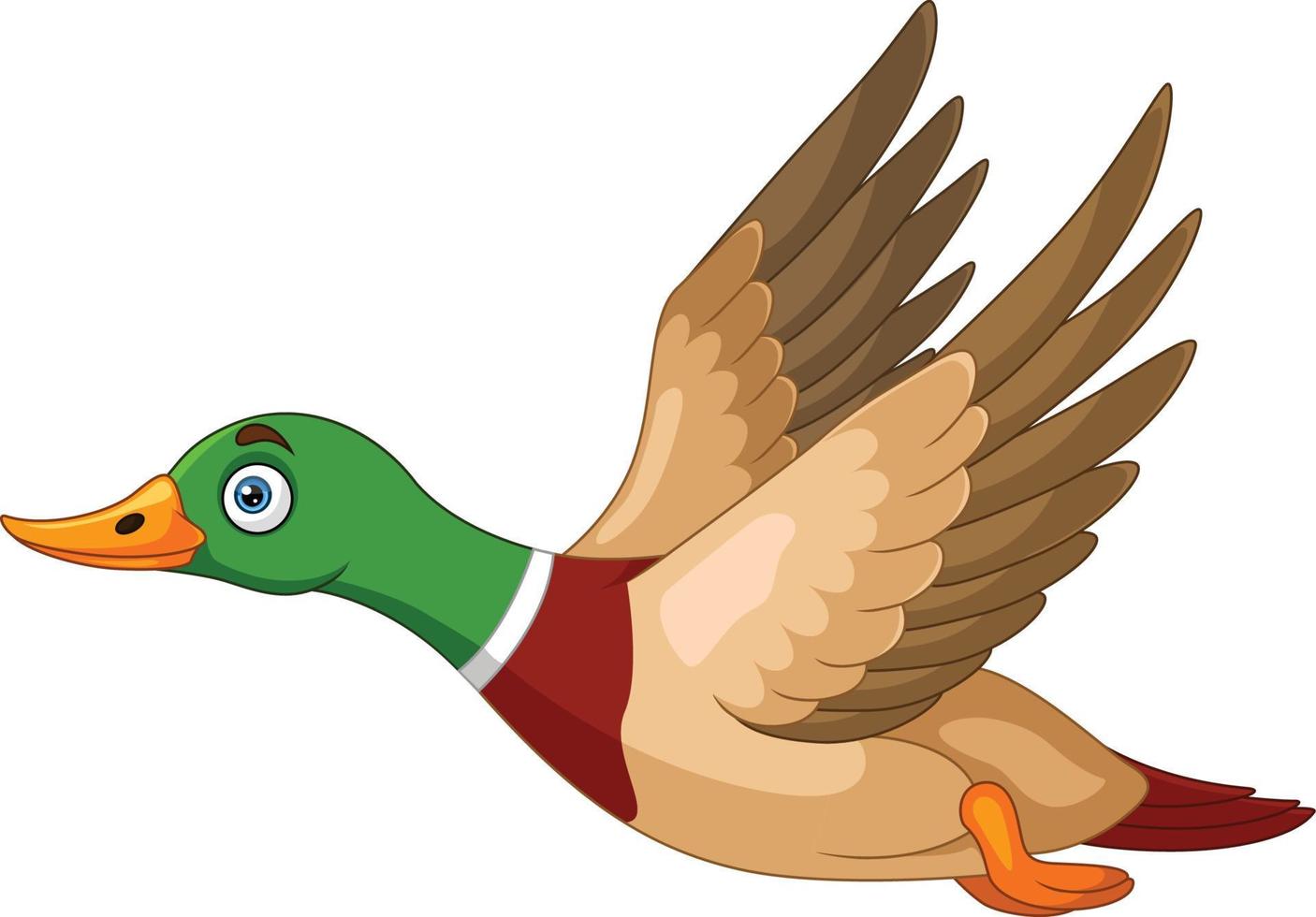 Cute duck cartoon flying on white background vector