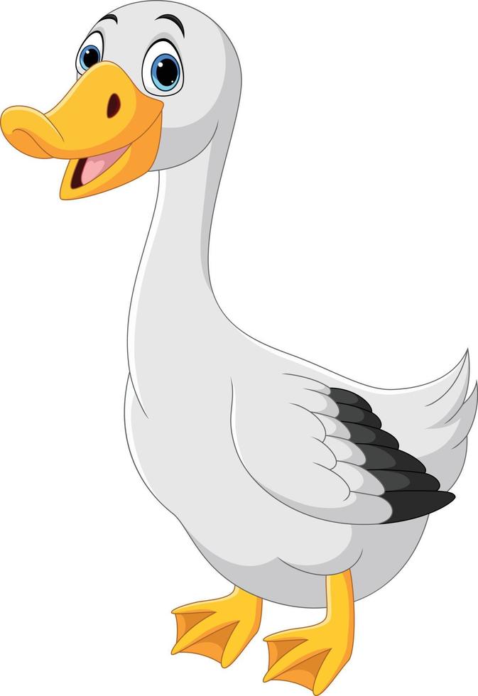 Cartoon cute goose on white background vector