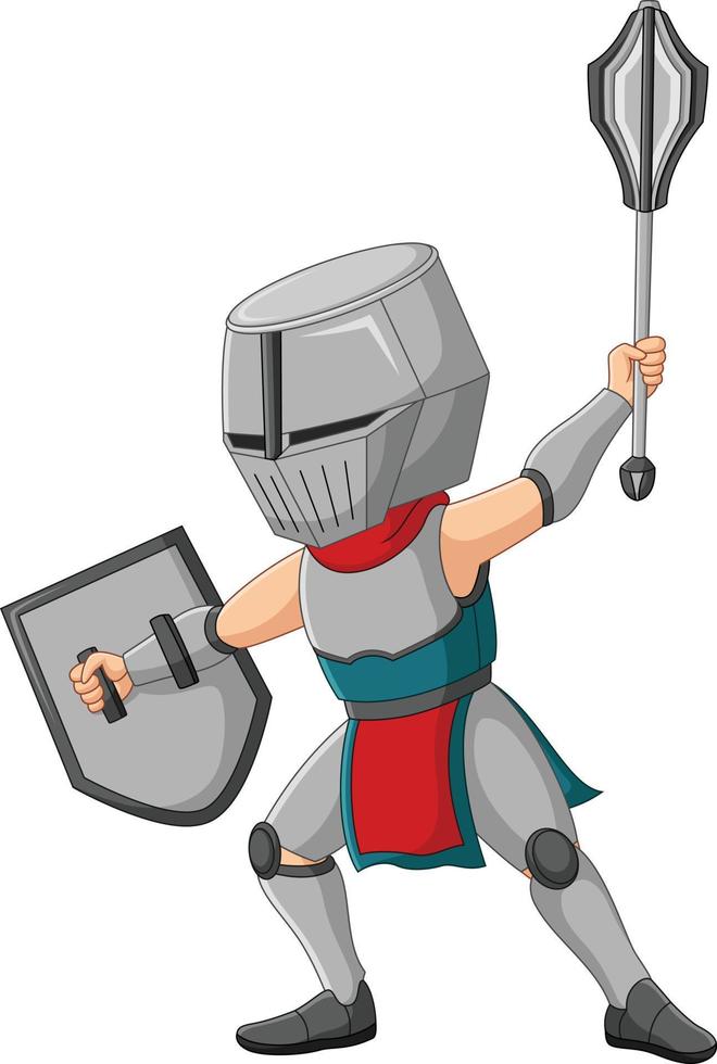 Cartoon knight with a shield vector