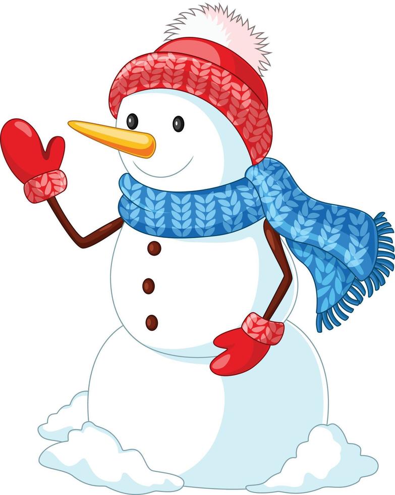 Christmas snowman wearing a hat and scarf vector