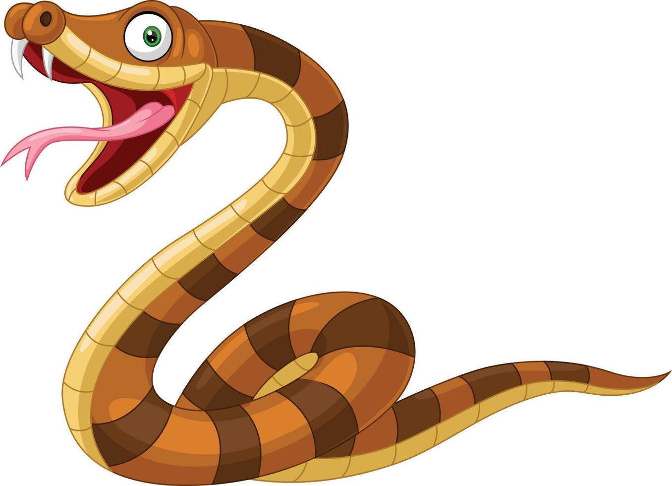 Cartoon brown snake on white background vector