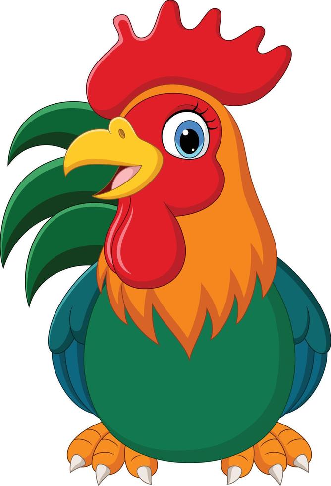 Cartoon funny rooster on white background vector