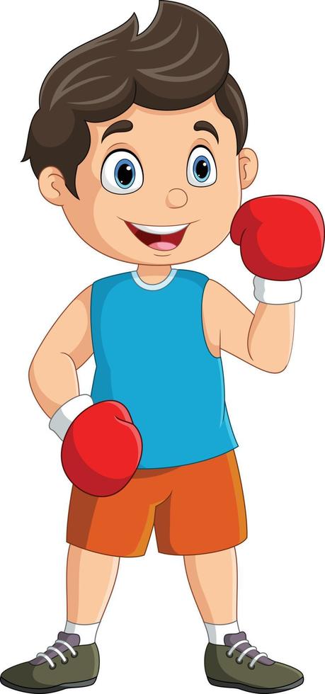 niño de dibujos animados de boxeo sobre fondo blanco vector