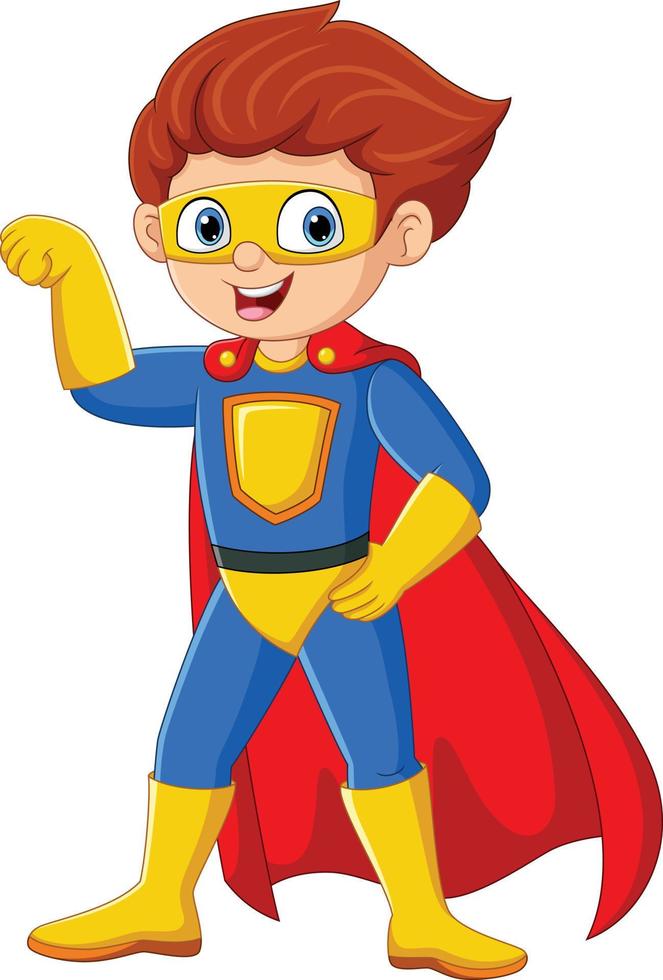 Cartoon superhero boy on white background vector