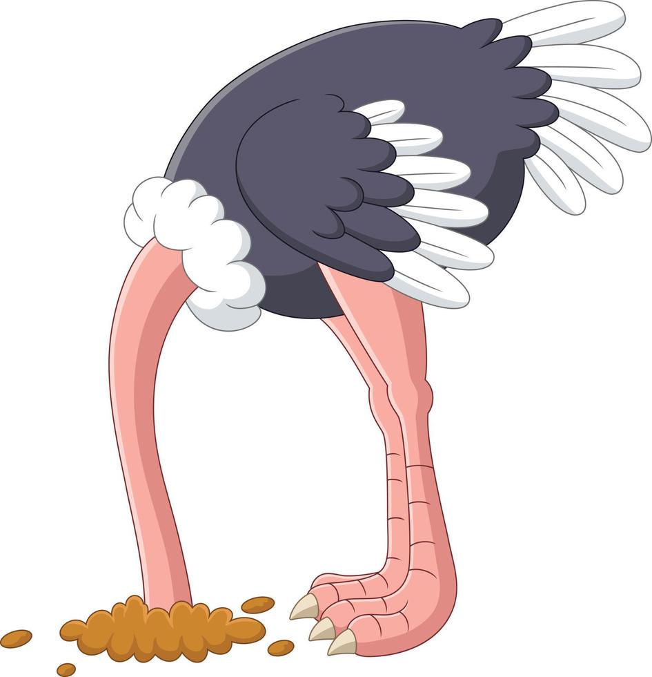 avestruz escondiendo su cabeza en el agujero vector