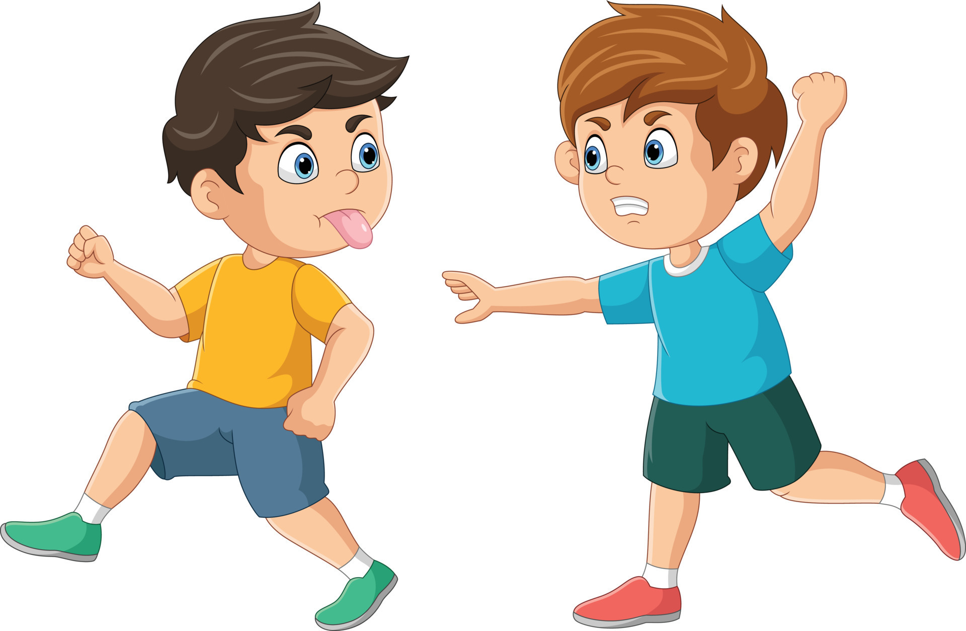 Cartoon bad boy running with showing tongue and grimacing face to angry  friend 15219957 Vector Art at Vecteezy