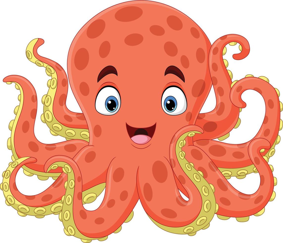 Cartoon happy octopus on white background vector