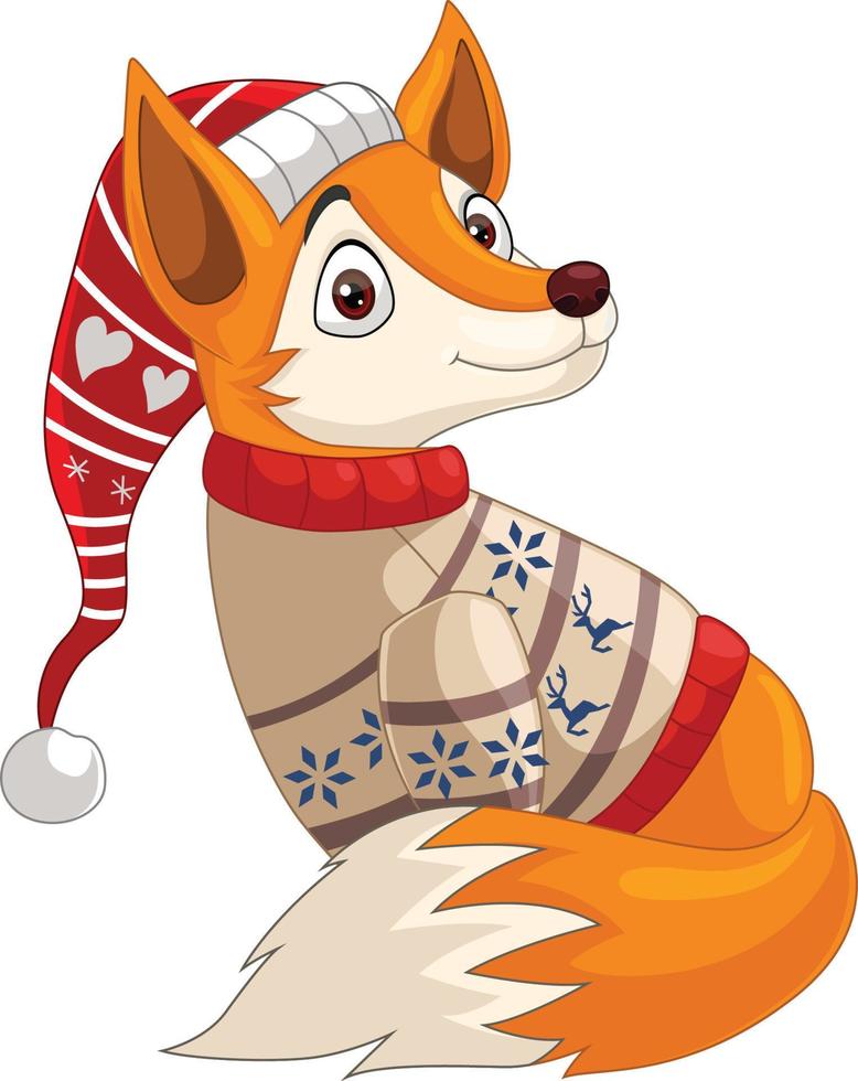Cartoon fox in warm clothes vector