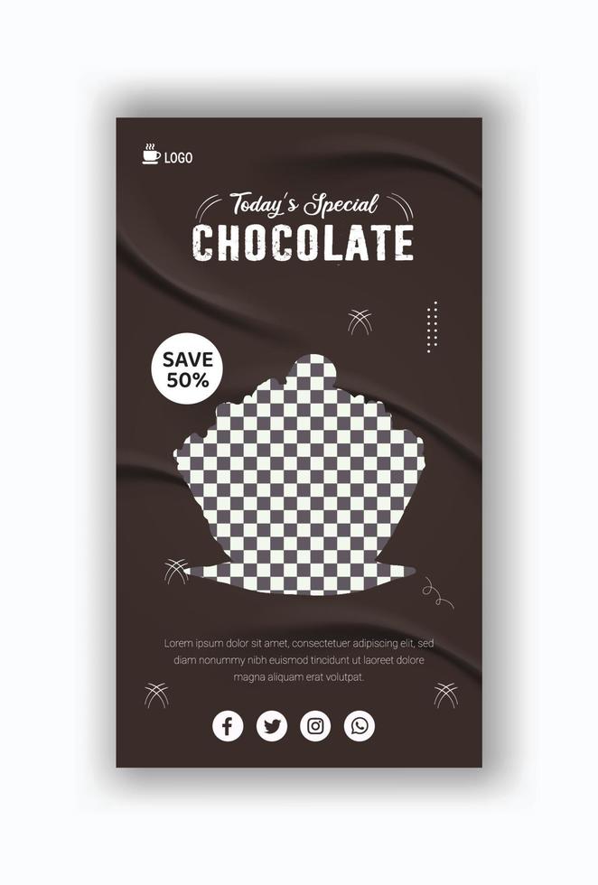 Chocolate or ice cream menu promotion social media stories template vector