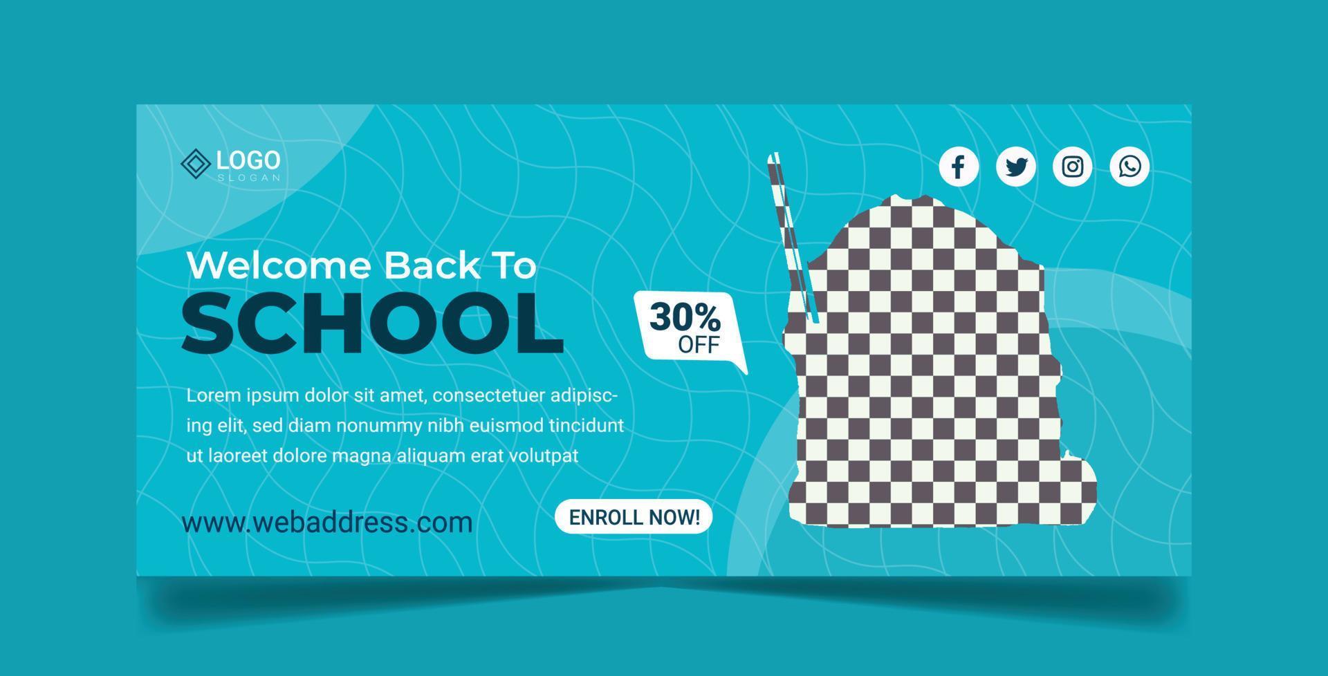 Back To School Ads Web Banner Design Concept For School Admission Open