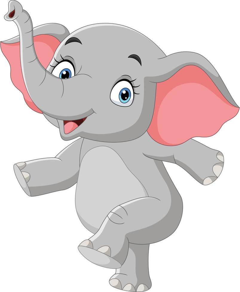 Cartoon happy baby elephant posing vector