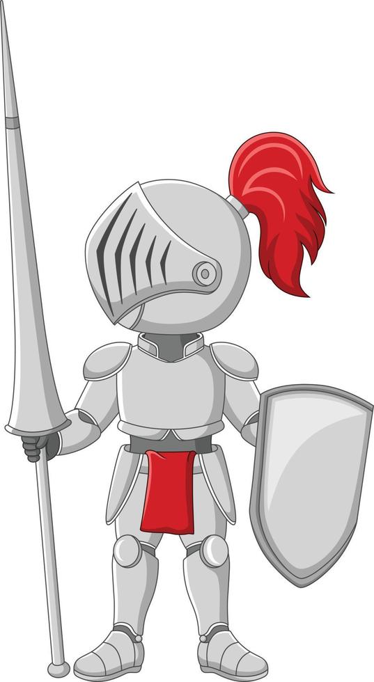 Cartoon knight holding a spear and shield vector