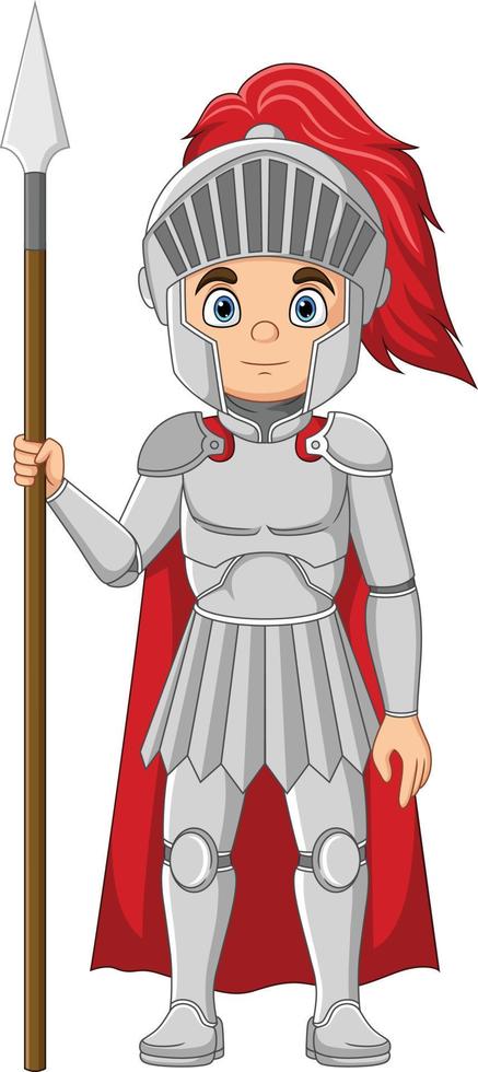 Cartoon knight holding a spear vector