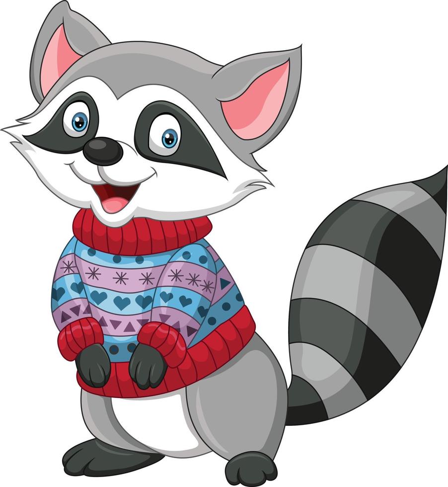 Cartoon raccoon wearing a sweater vector