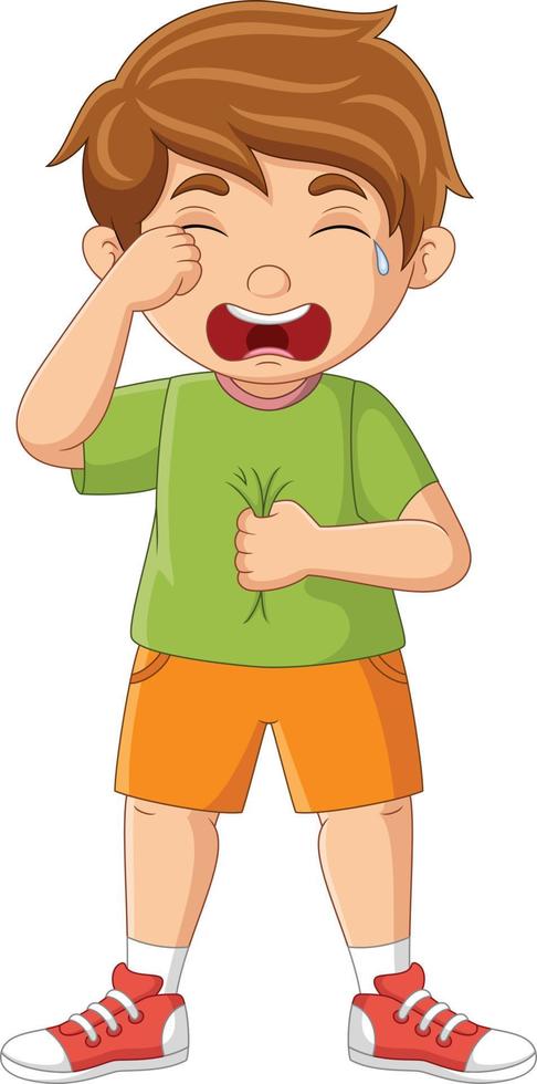 Cartoon little boy standing and crying vector