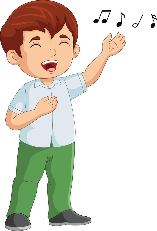 Cute little boy cartoon singing vector