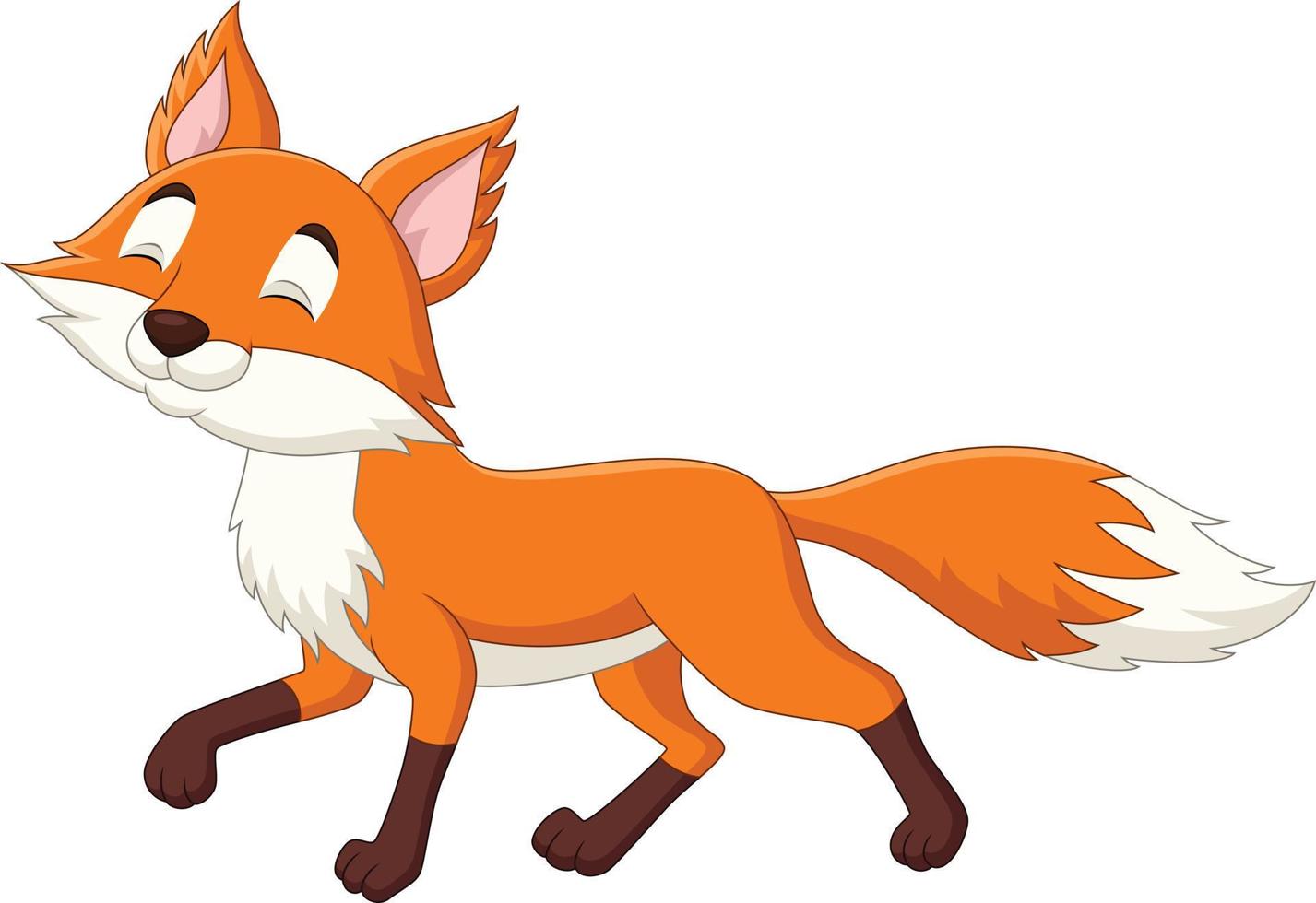 Cartoon cute little fox on white background vector