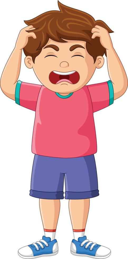 Cartoon boy anger frustrated expression vector