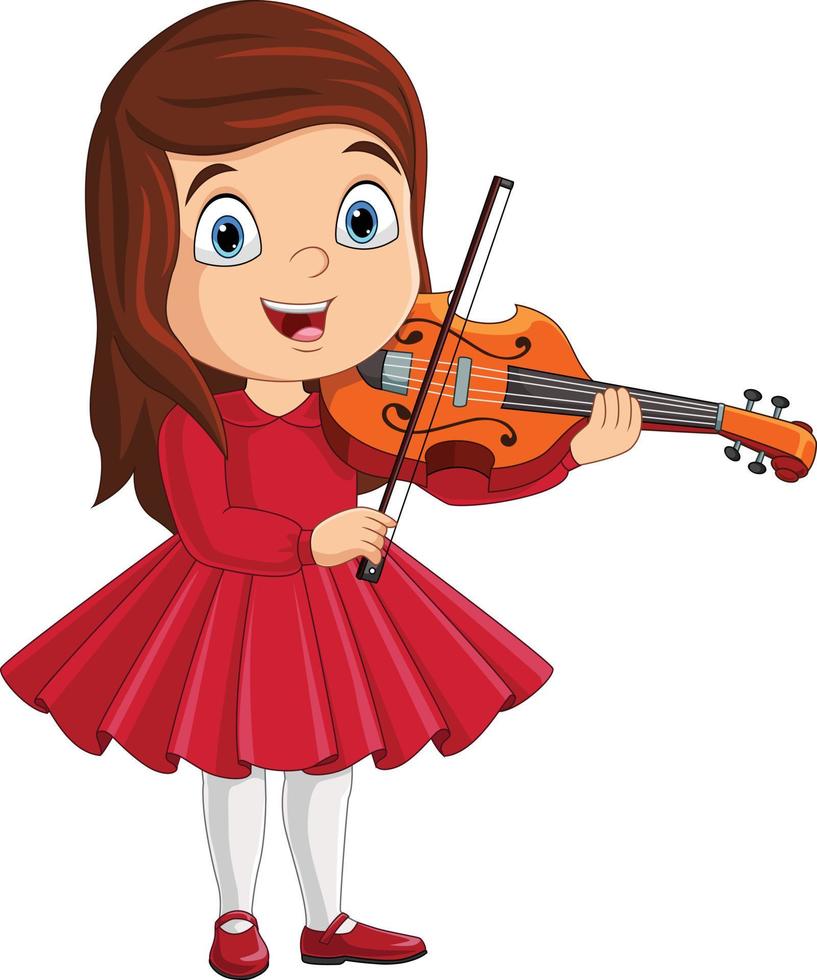 Cartoon little girl playing a violin vector