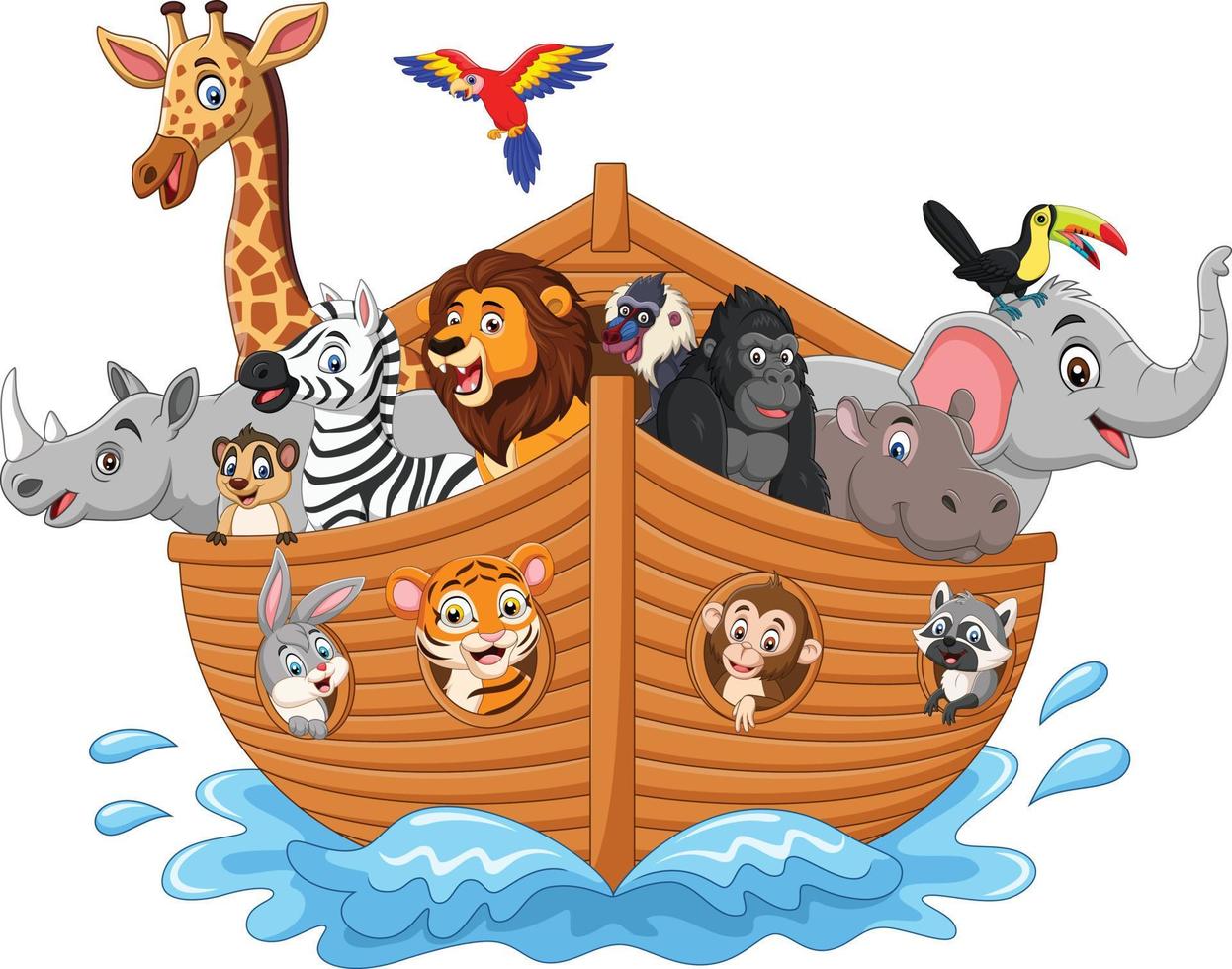 Cartoon noah ark with animals vector