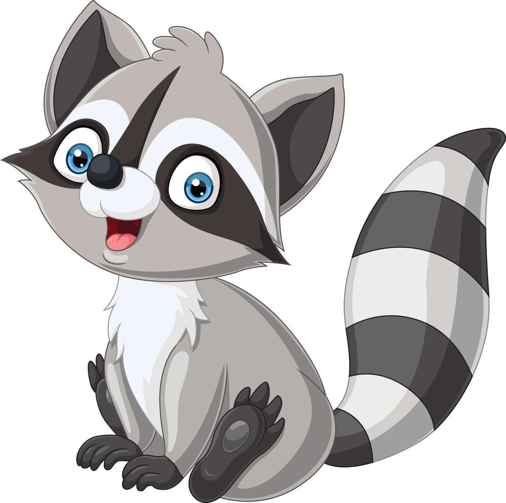 Cartoon cute baby raccoon sitting vector