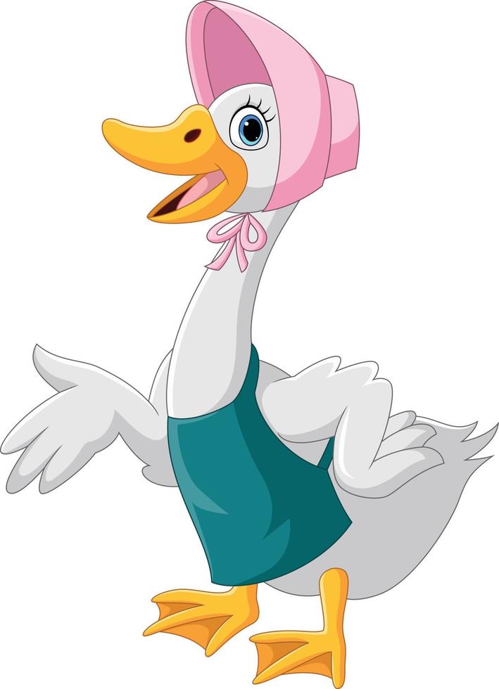 Cartoon duck wearing hat on white background vector