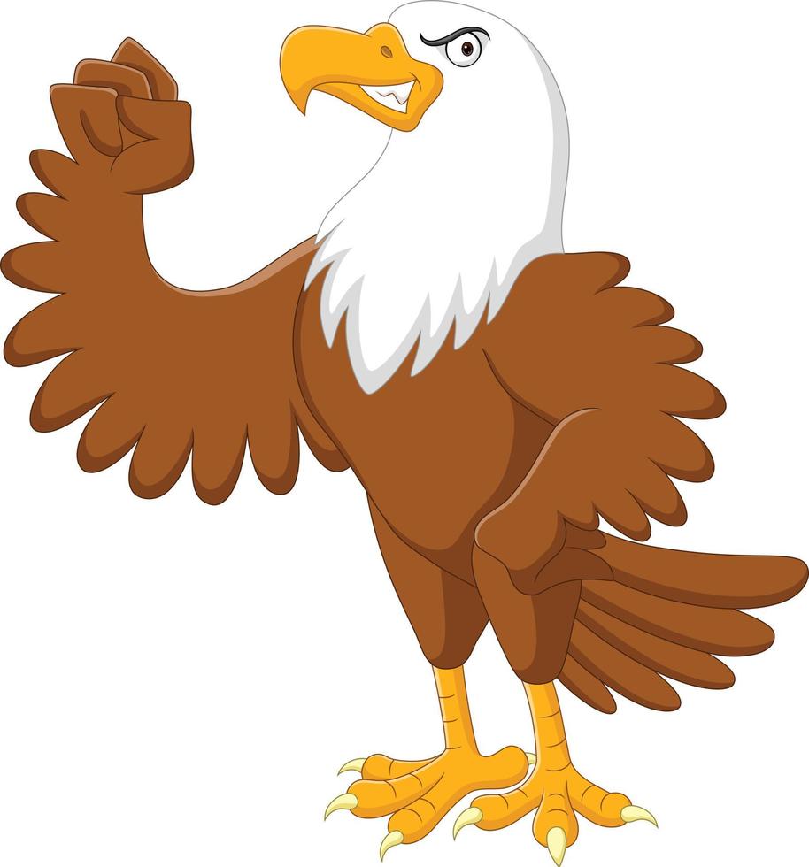 Strong eagle cartoon on white background vector